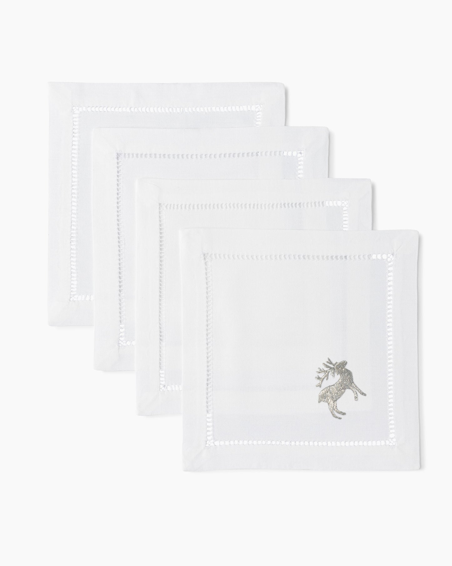 Reindeer Silver Cocktail Napkins