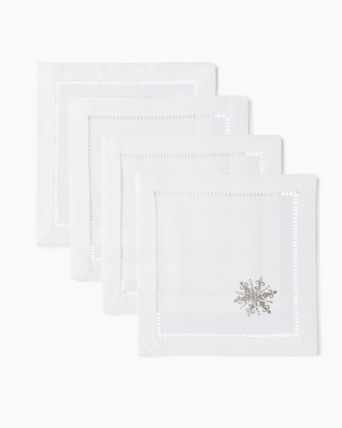 Snowflake Silver Cocktail Napkins