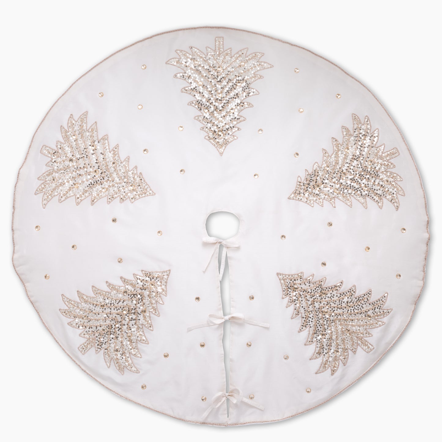 Gold Tree on Cream Christmas Tree Skirt