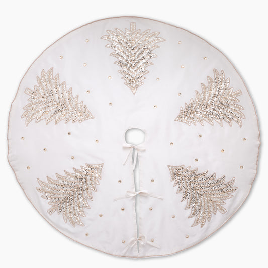 Gold Tree on Cream Christmas Tree Skirt