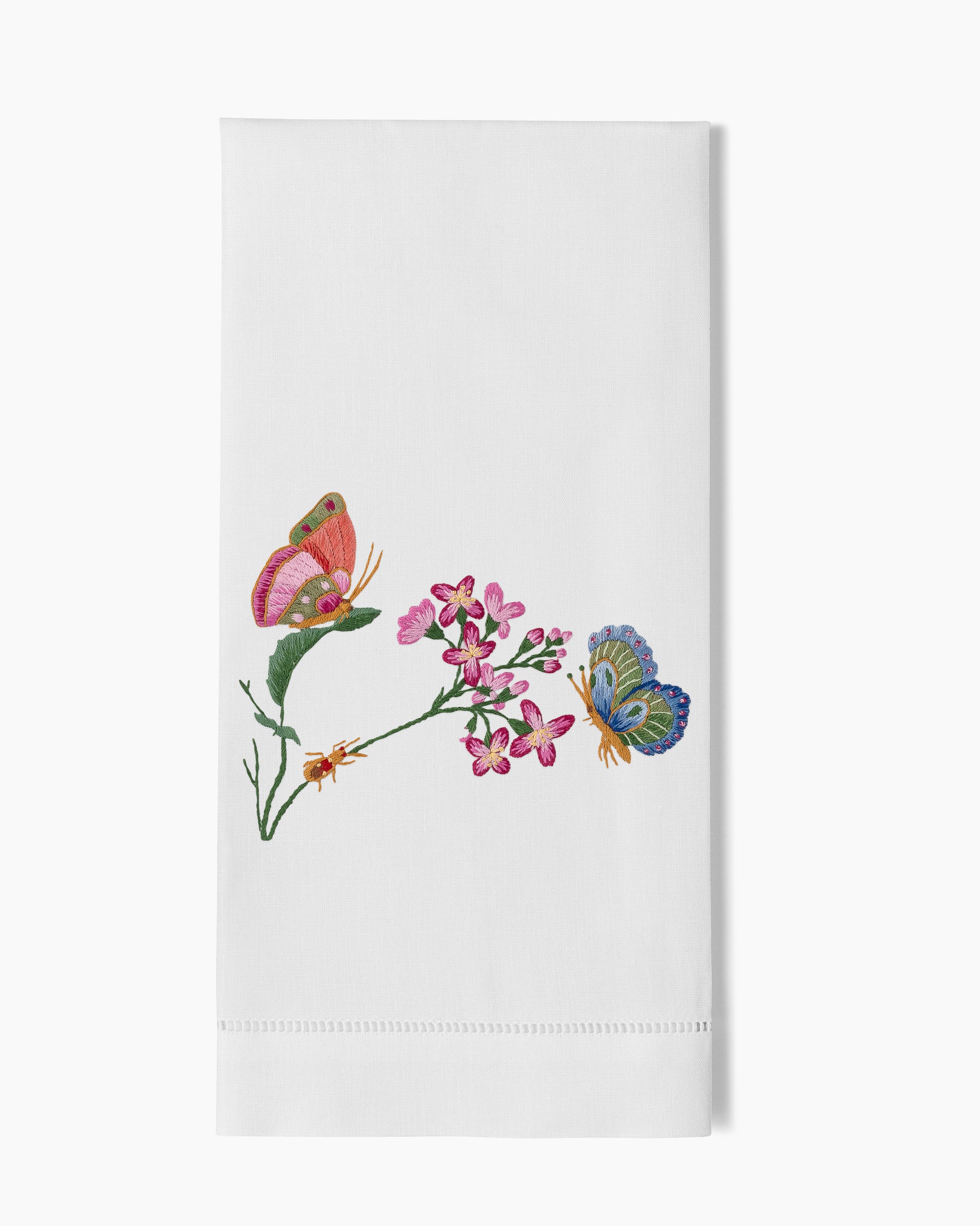 Hemstitch Hand Towel With Embroidered Bees / Monogram Gift / Guest