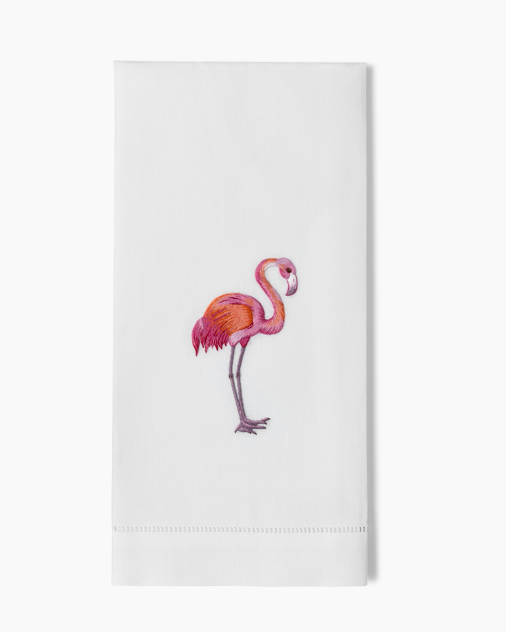 Embroidered Towels, Pretty in Pink Flamingo Embroidered Hand Towel,  Bathroom Towels