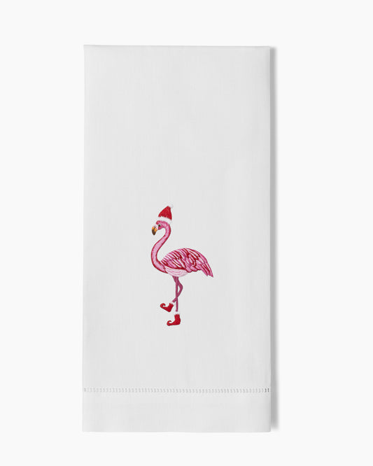 Santa Hat Flamingo Hand Towel