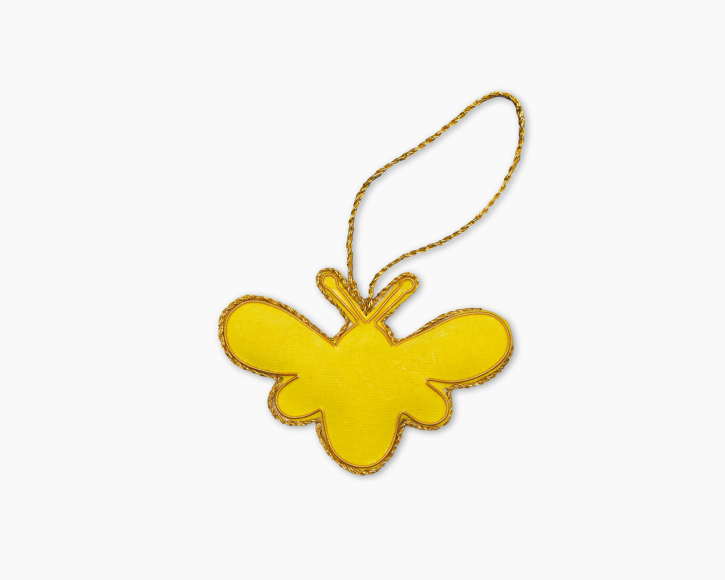 Image of back of bumble bee Christmas ornament with intricate beadwork.