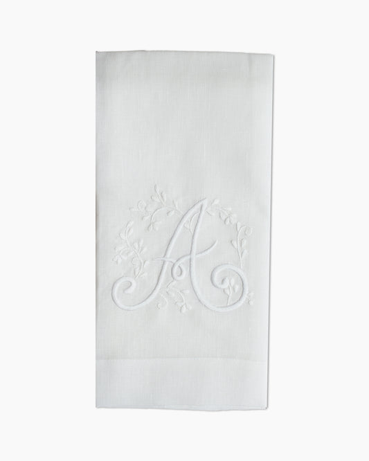Meadow Monogram Hand Towel - White on White
