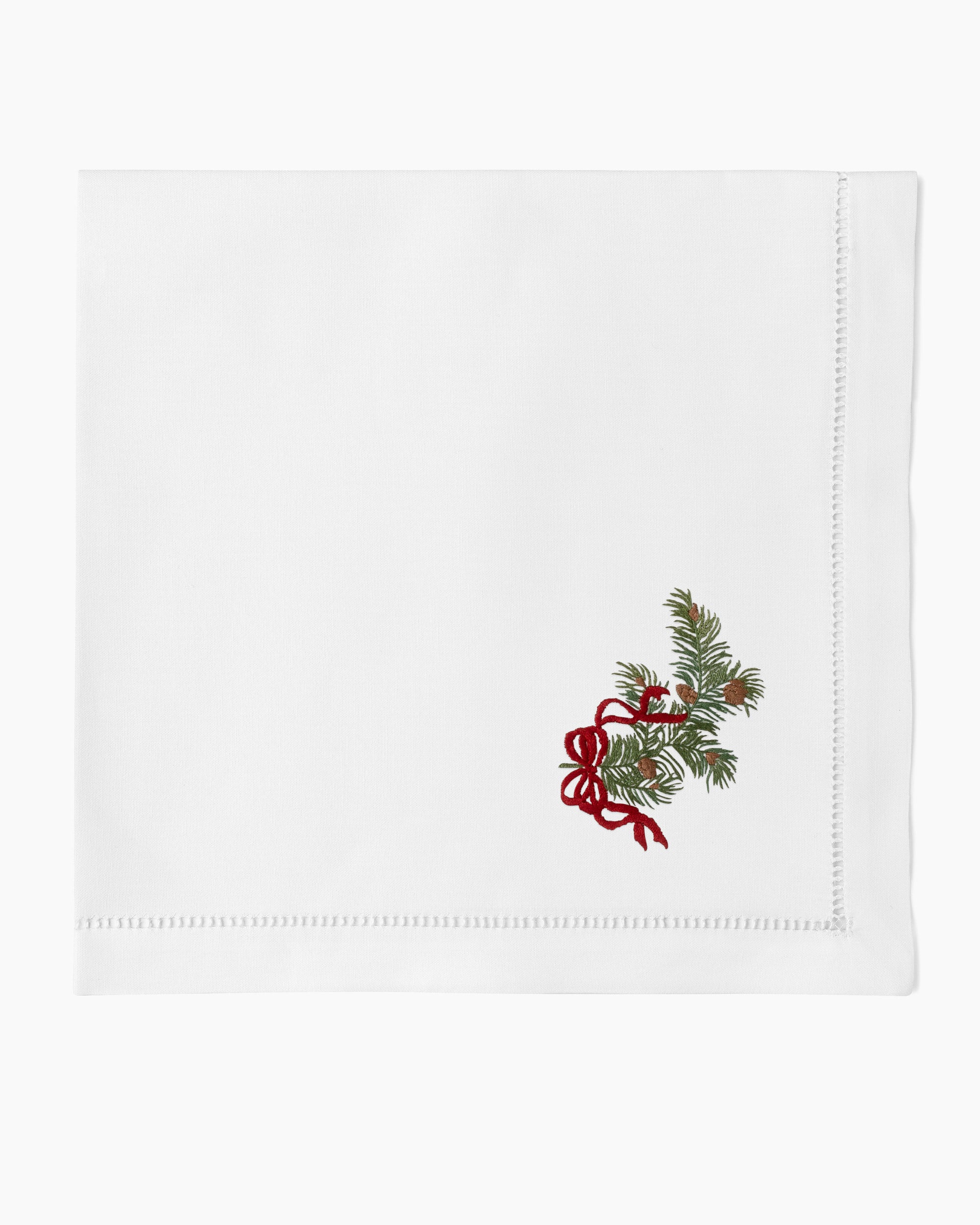 Henry Handwork Christmas Cloth Napkins, Hand-Embroidered Cotton, 5