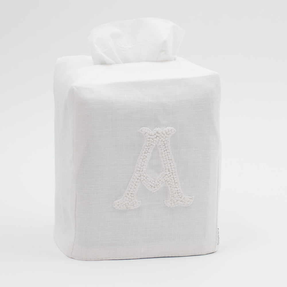 Monogram Nouveau Tissue Box - White on White