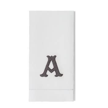 White Monogrammed Towel - Black Embroidered