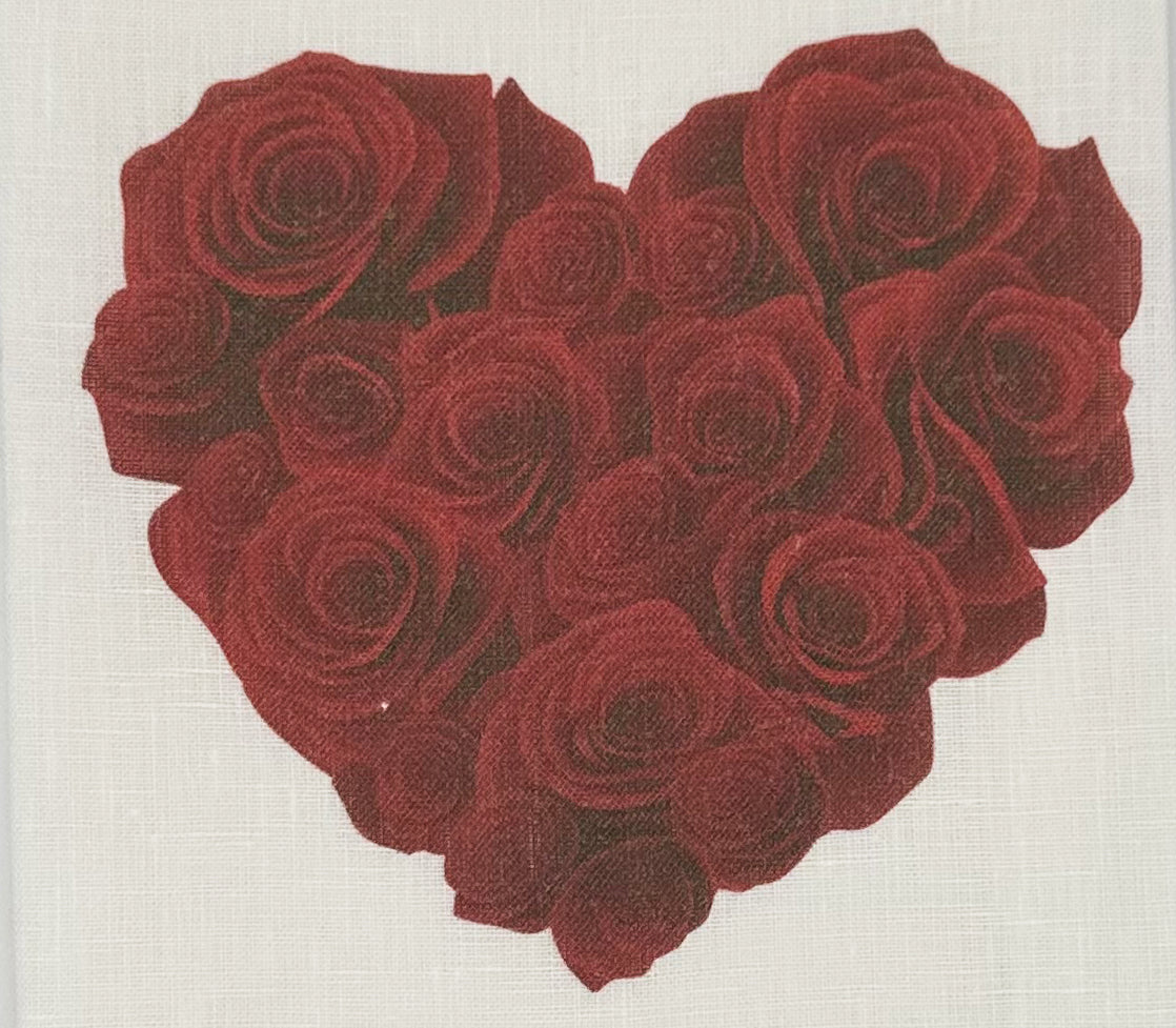 Rose Heart Linen Tissue Box Cover