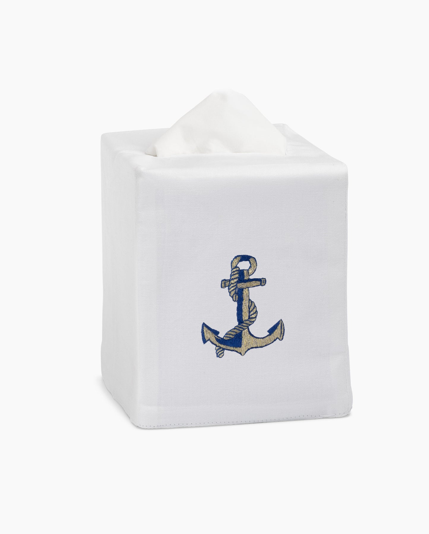 Anchor Navy & Gold Tissue Box Cover - SAMPLE