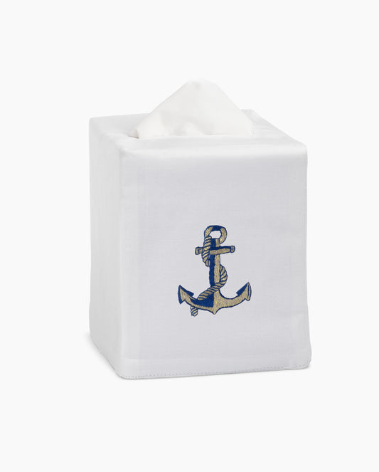 Anchor Navy & Gold Tissue Box Cover - SAMPLE