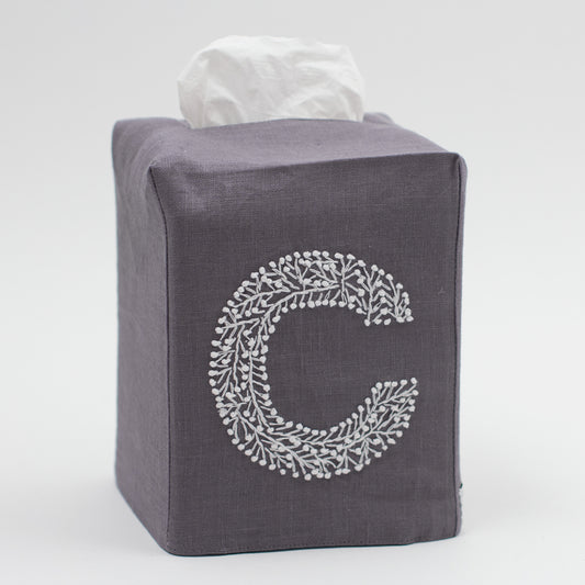 Monogram Twig Tissue Box - Charcoal