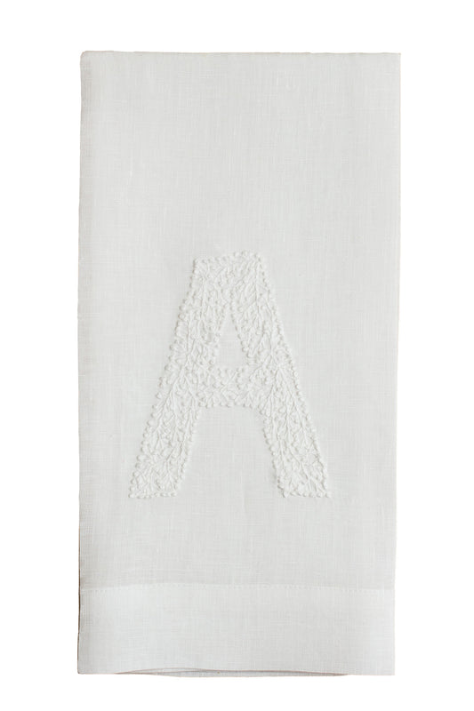 Monogram Twig Hand Towel - White