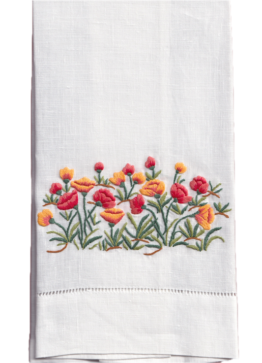 Poppies Linen Towel - SAMPLE