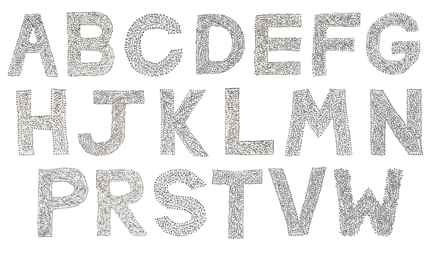 Monogram Twig Hand Towel - Charcoal