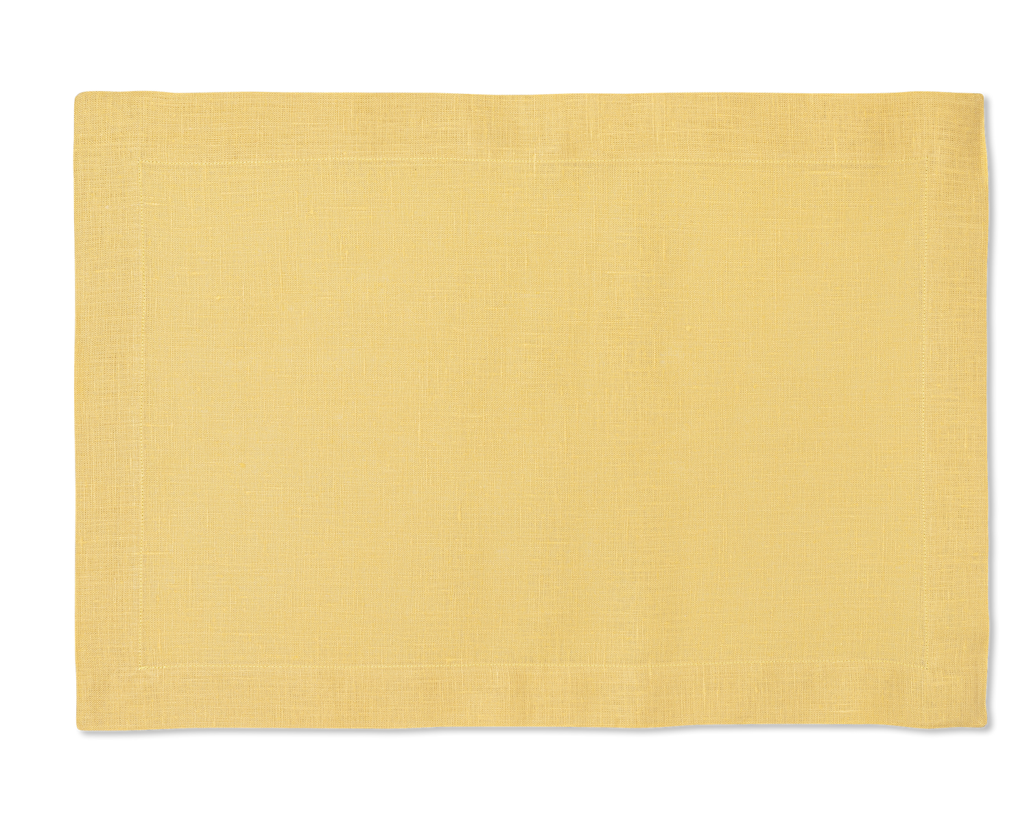 A linen placemat in the color butter