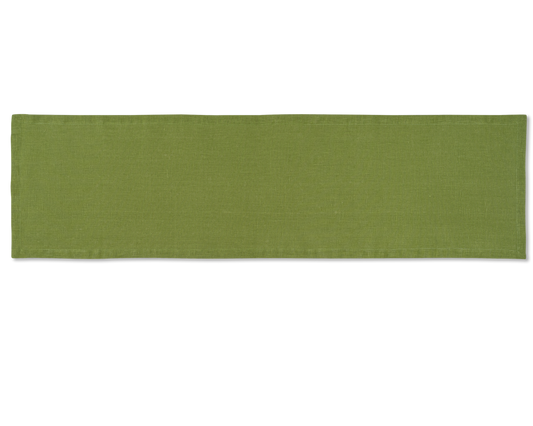 A linen table runner in the color lime