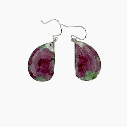 Image of Gemstone Earrings: #100 Ruby Zoisite