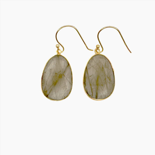 Image of Gemstone Earrings: #102 Rutilated Quartz