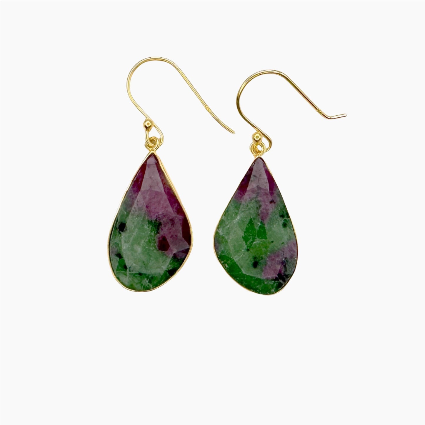 Image of Gemstone Earrings: #107 Ruby Zoisite