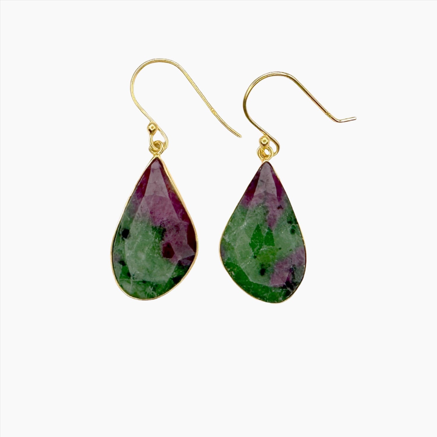 Image of Gemstone Earrings: #107 Ruby Zoisite