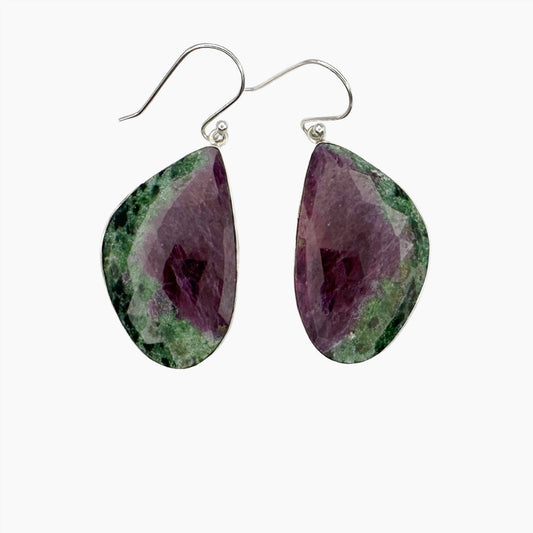 Image of Gemstone Earrings: #120 Ruby Zoisite