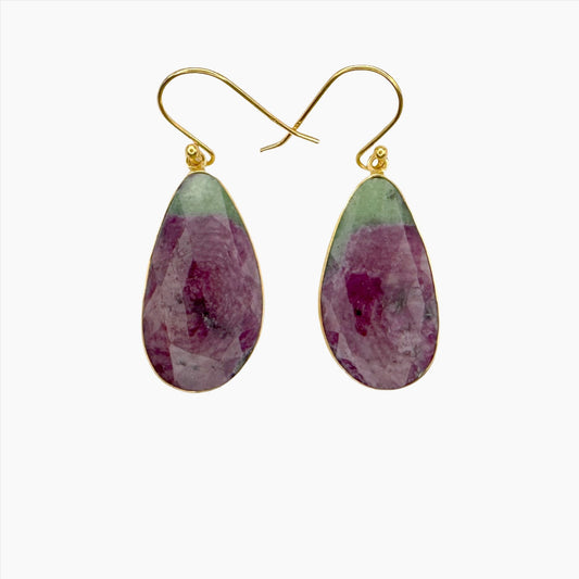 Image of Gemstone Earrings: #127 Ruby Zoisite