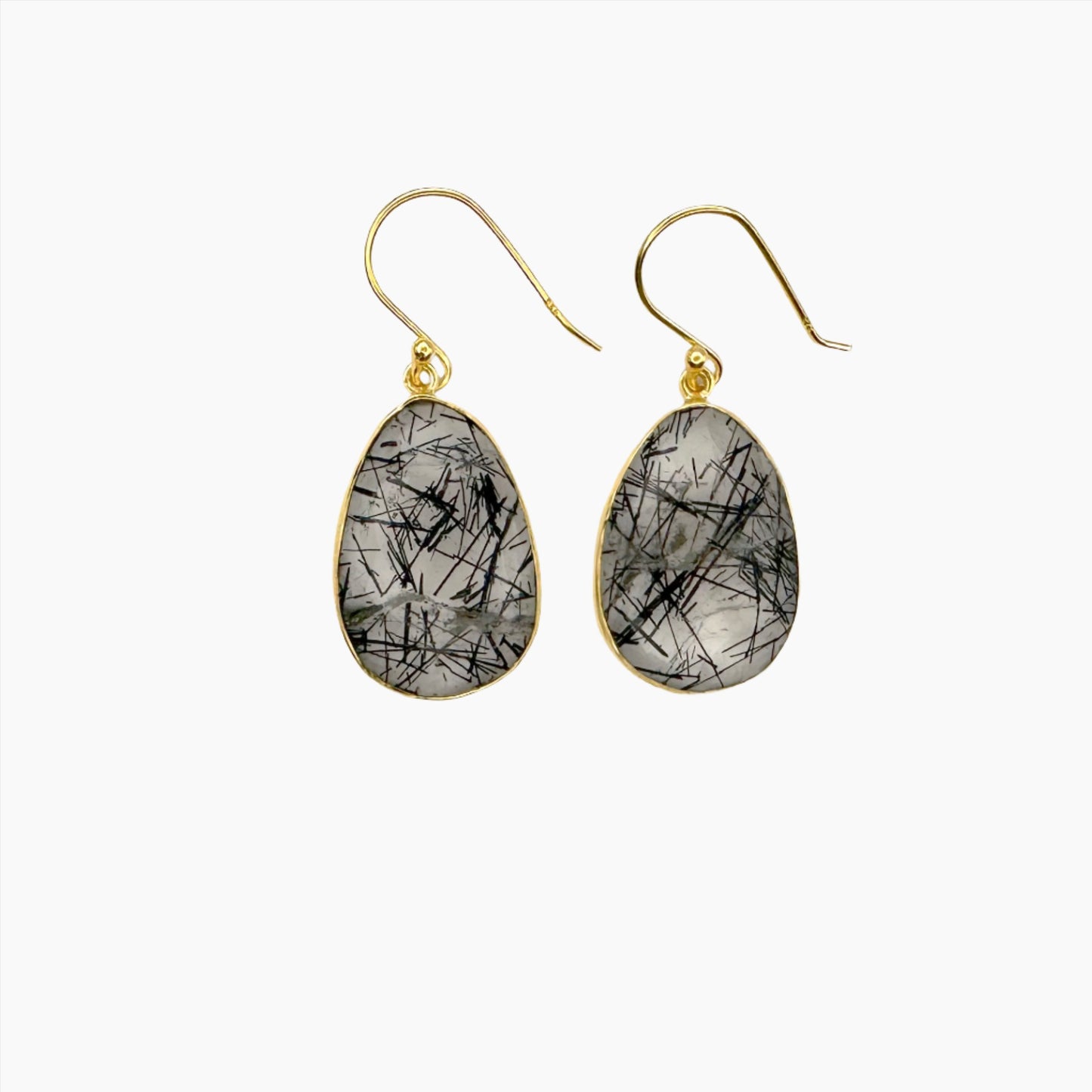 Image of Gemstone Earrings: #188 Black Rutilated Quartz