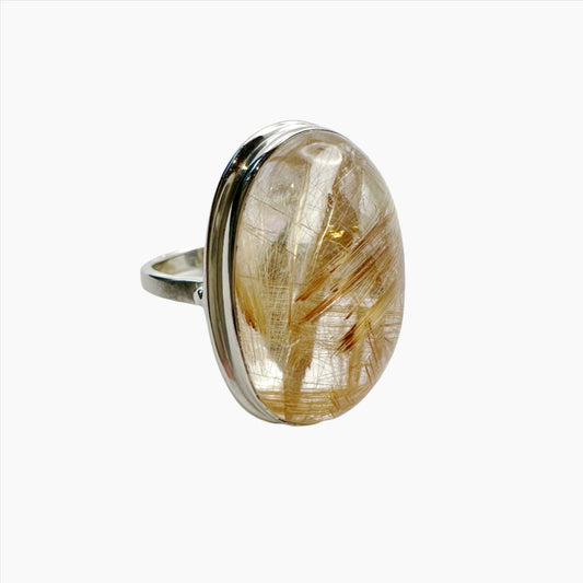 Image of Gemstone Ring: #194 Rutilated Quartz, Size 7