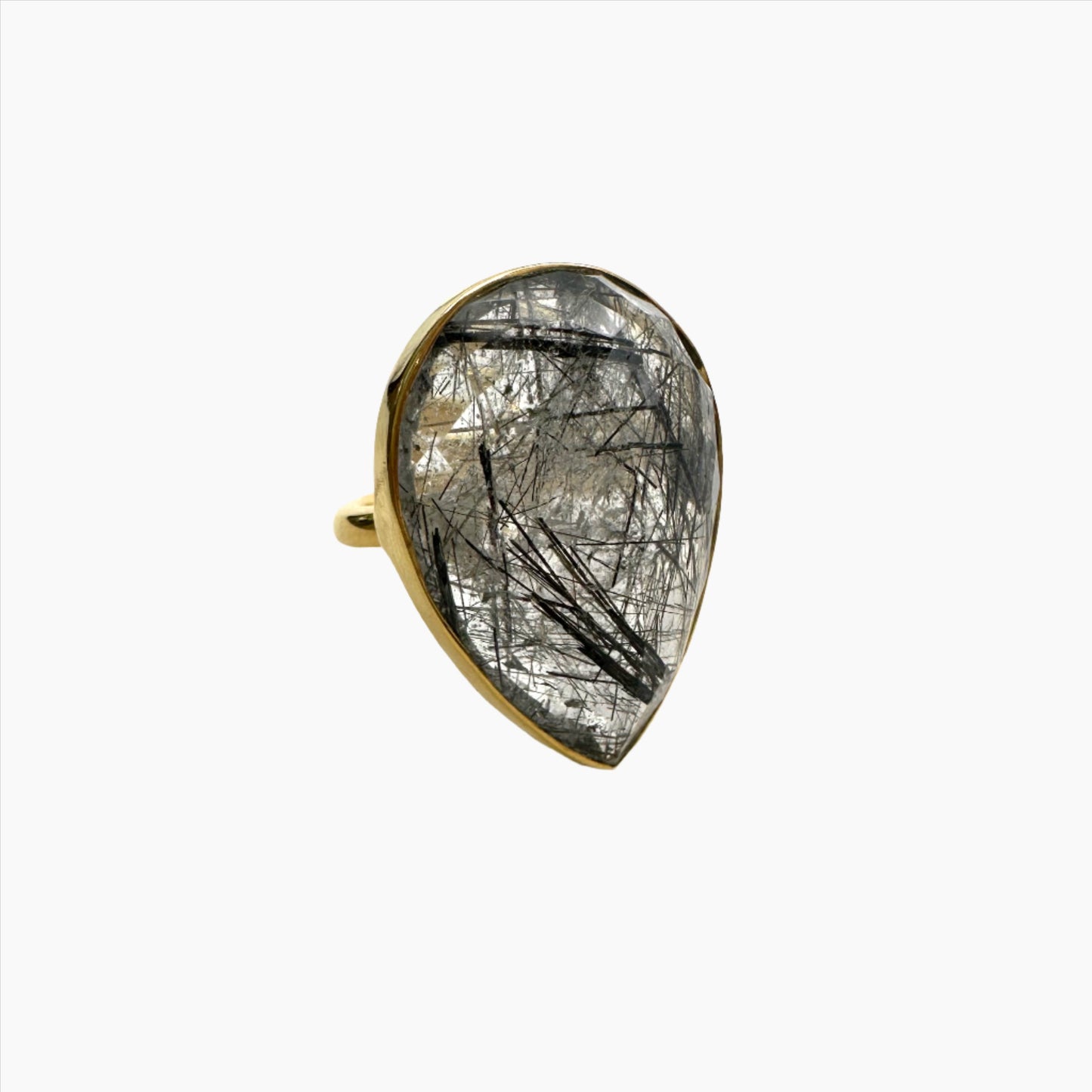 Image of Gemstone Ring: #25 Black Rutilated Quartz, Size 7