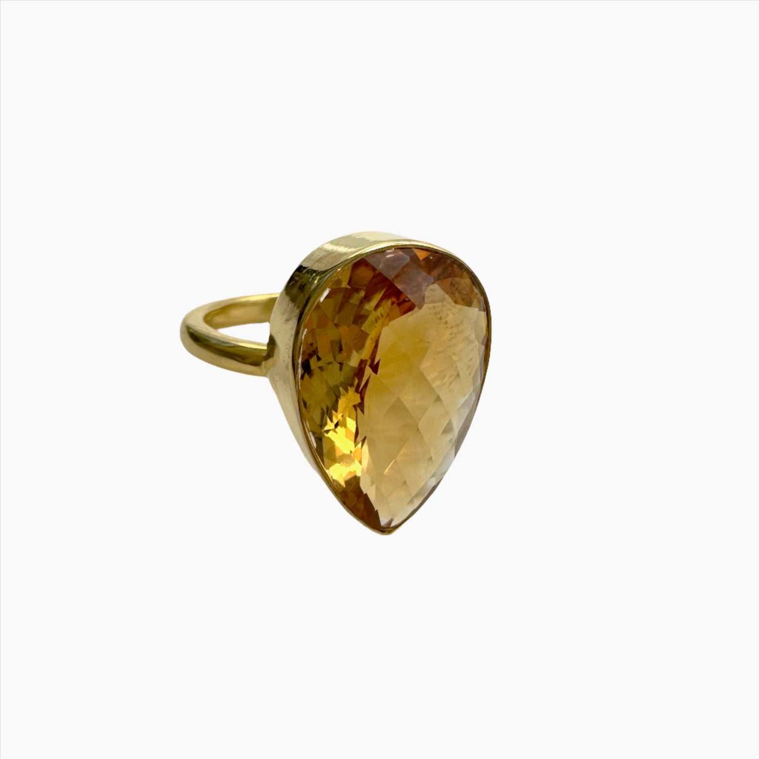 Image of Gemstone Ring: #31 Citrine Pear, Size 10