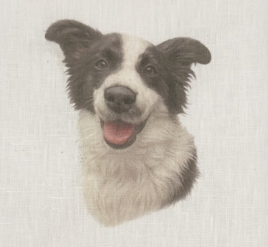 Border Collie Linen Cocktail Napkins