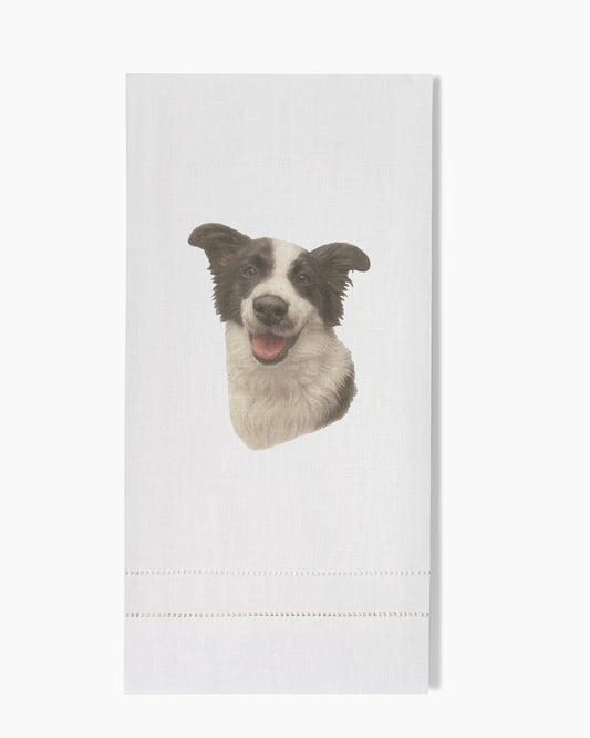 Border Collie Linen Hand Towel