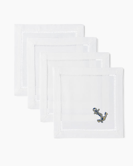 Anchor Navy & Gold Cocktail Napkins