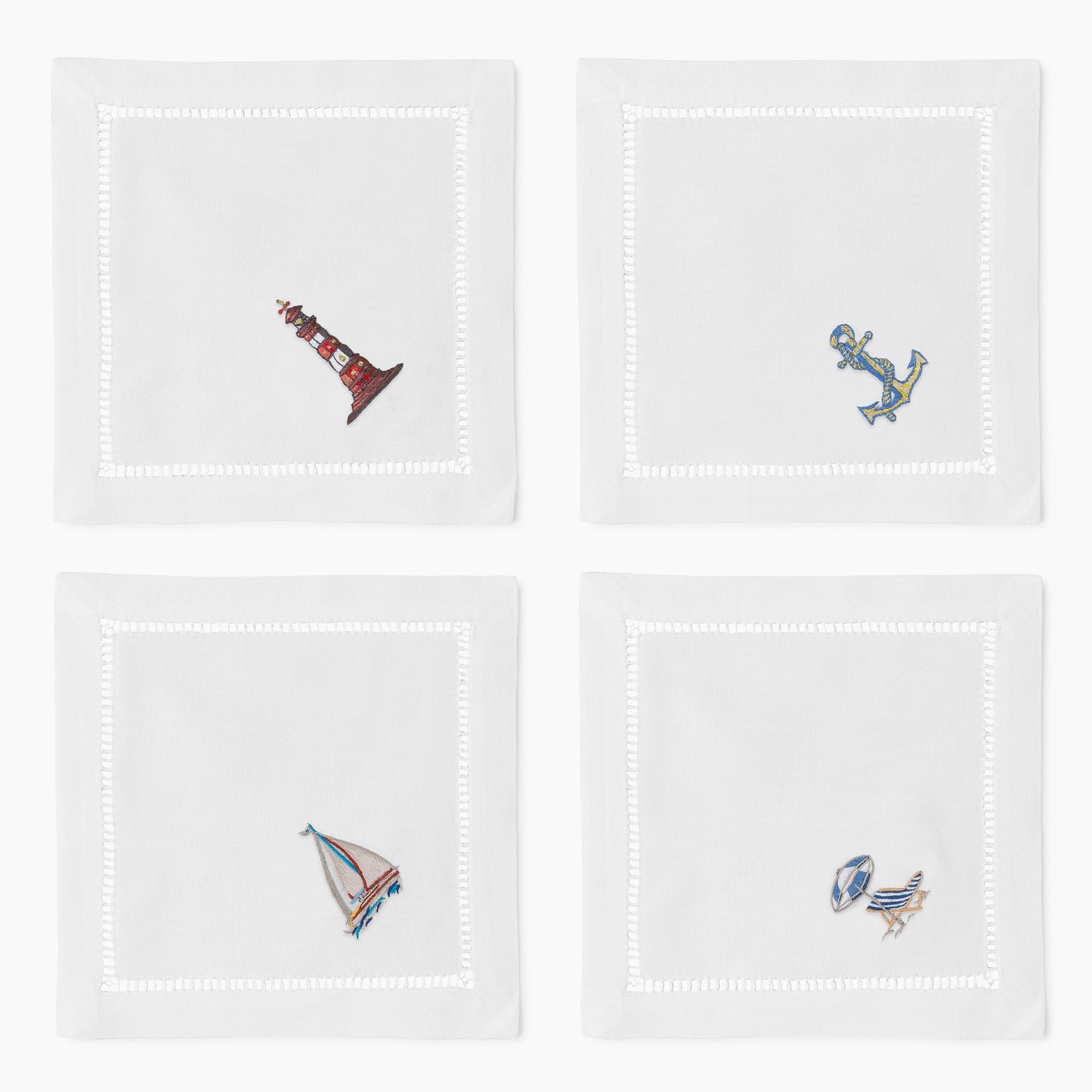 Beach Scenes Cocktail Napkins, Mixed Set of 4
