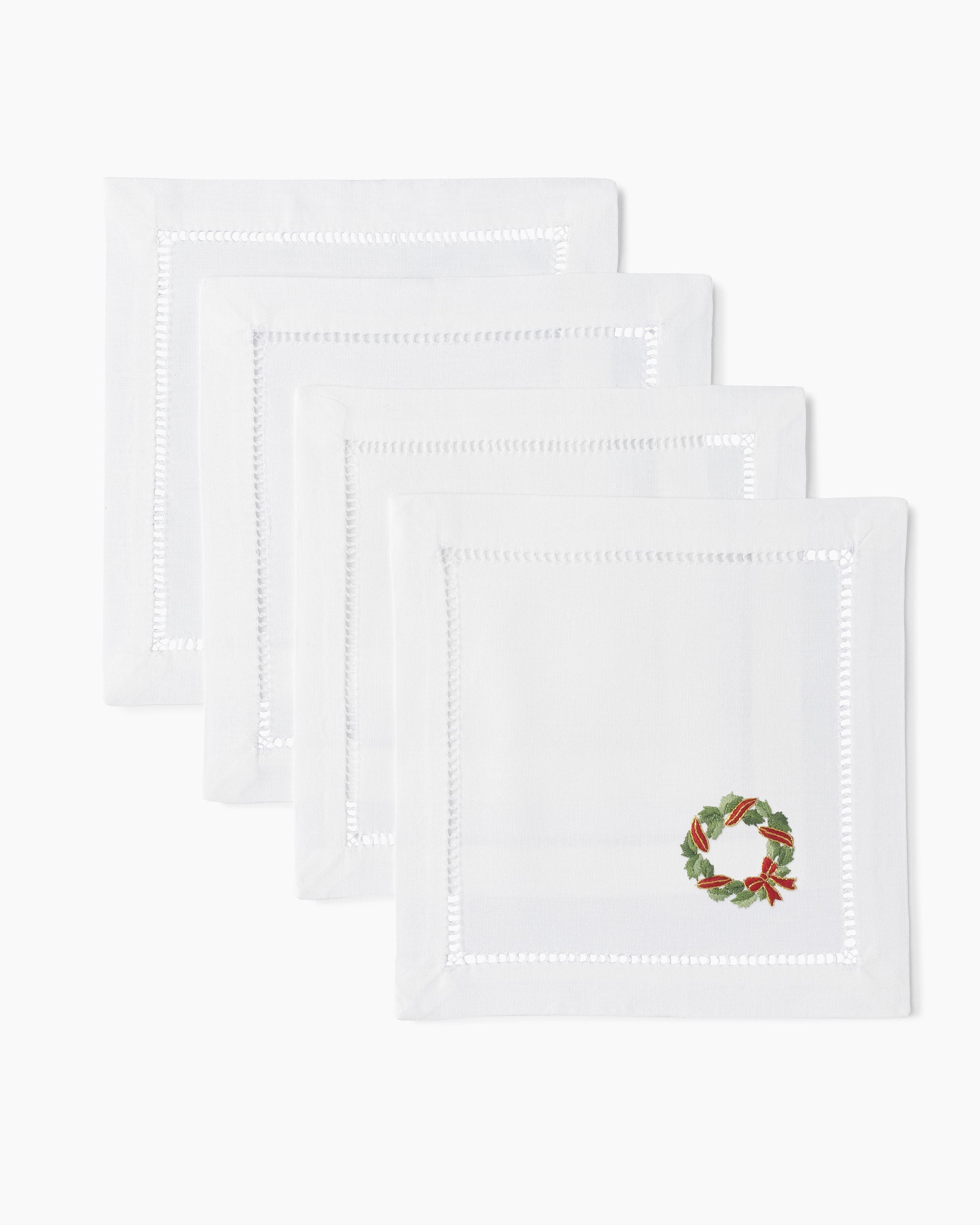 Holly Ribbon Wreath Cocktail Napkins - Thumbnail 2