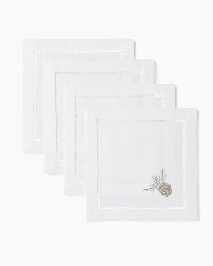 Snowflake White Cocktail Napkin Set (4)