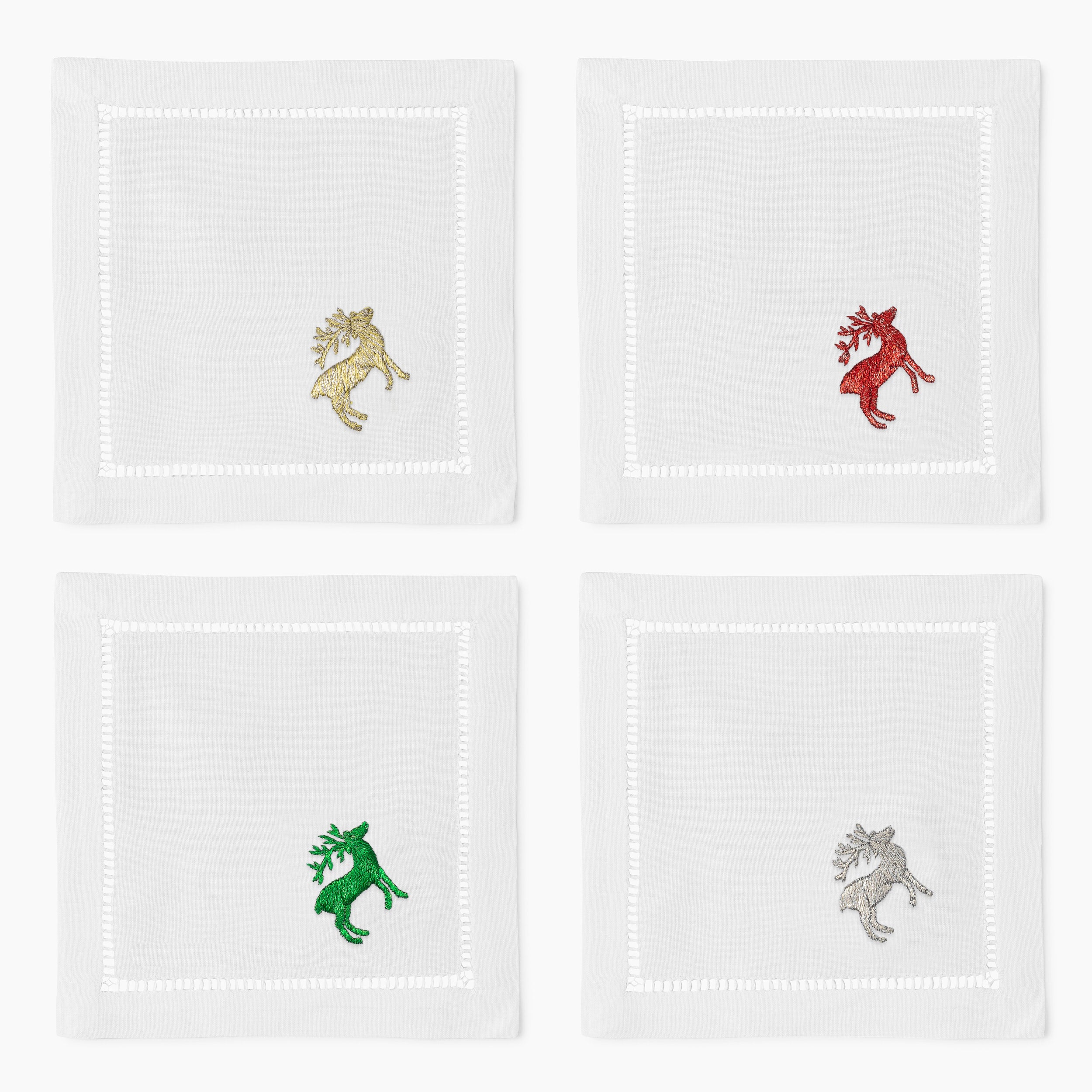 Henry Handwork Reindeer Cocktail Napkins - Thumbnail 2