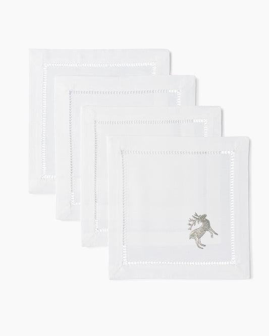 Reindeer Silver Cocktail Napkins