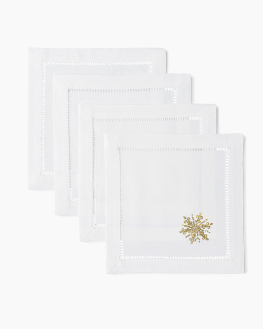 Snowflake Gold Cocktail Napkins
