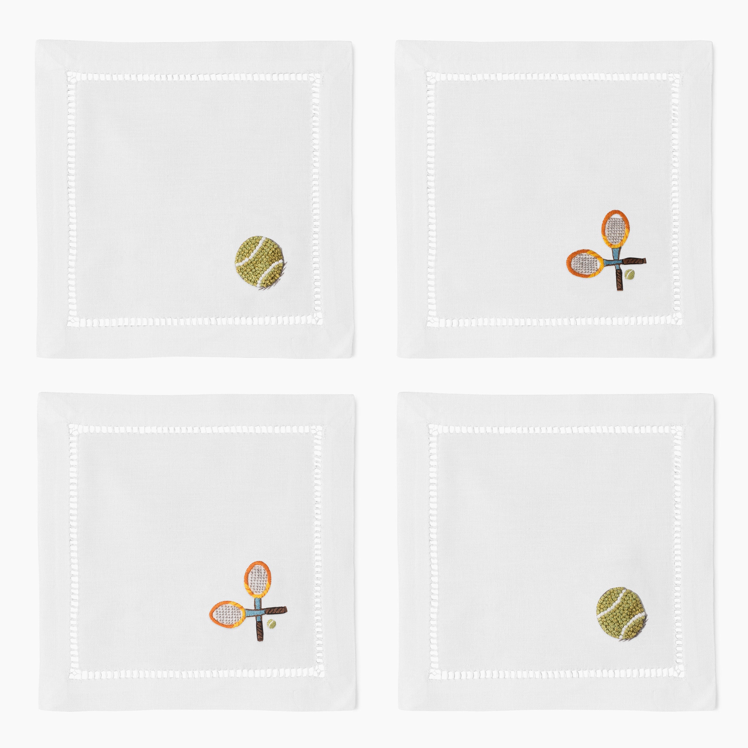 Tennis Cocktail Napkins | Mixed Set of 4