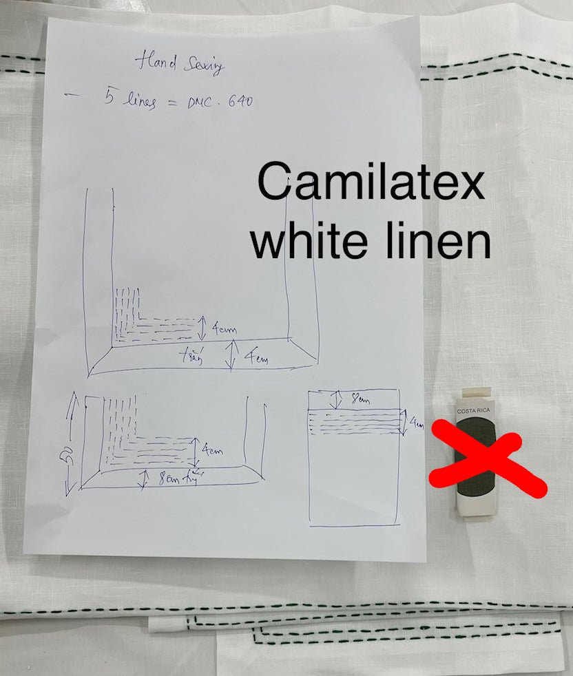 COPENHAGEN - Loden Embroidery on White Linen