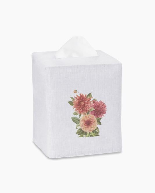 Dahlias Linen Tissue Box Cover