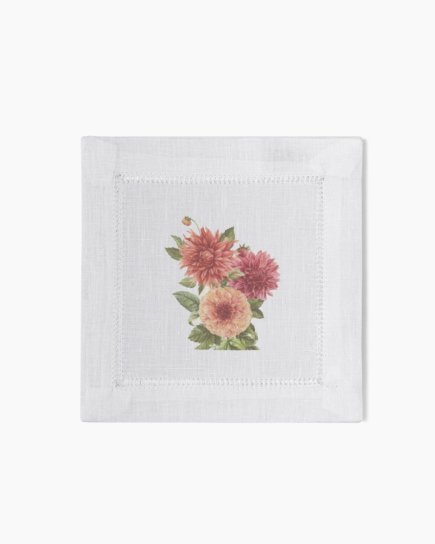 Dahlias Linen Cocktail Napkins