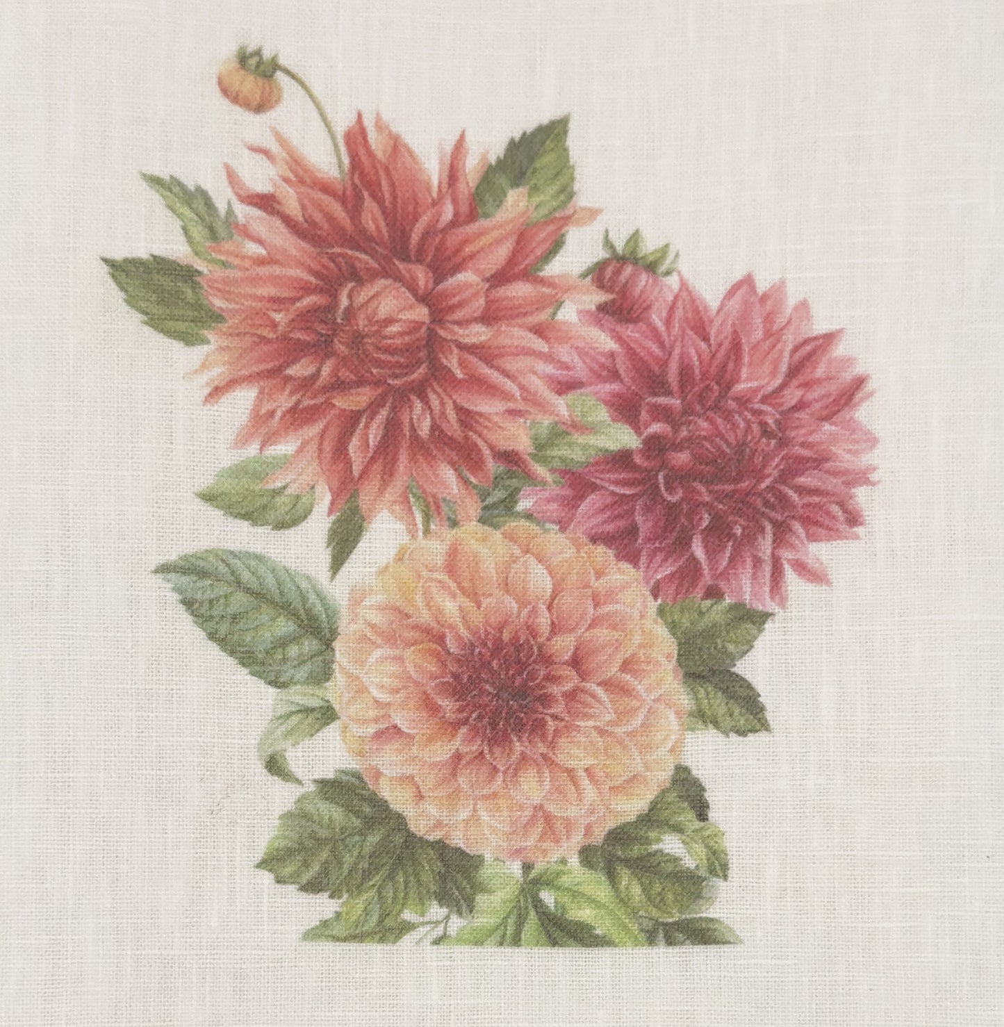 Dahlias Linen Tissue Box Cover