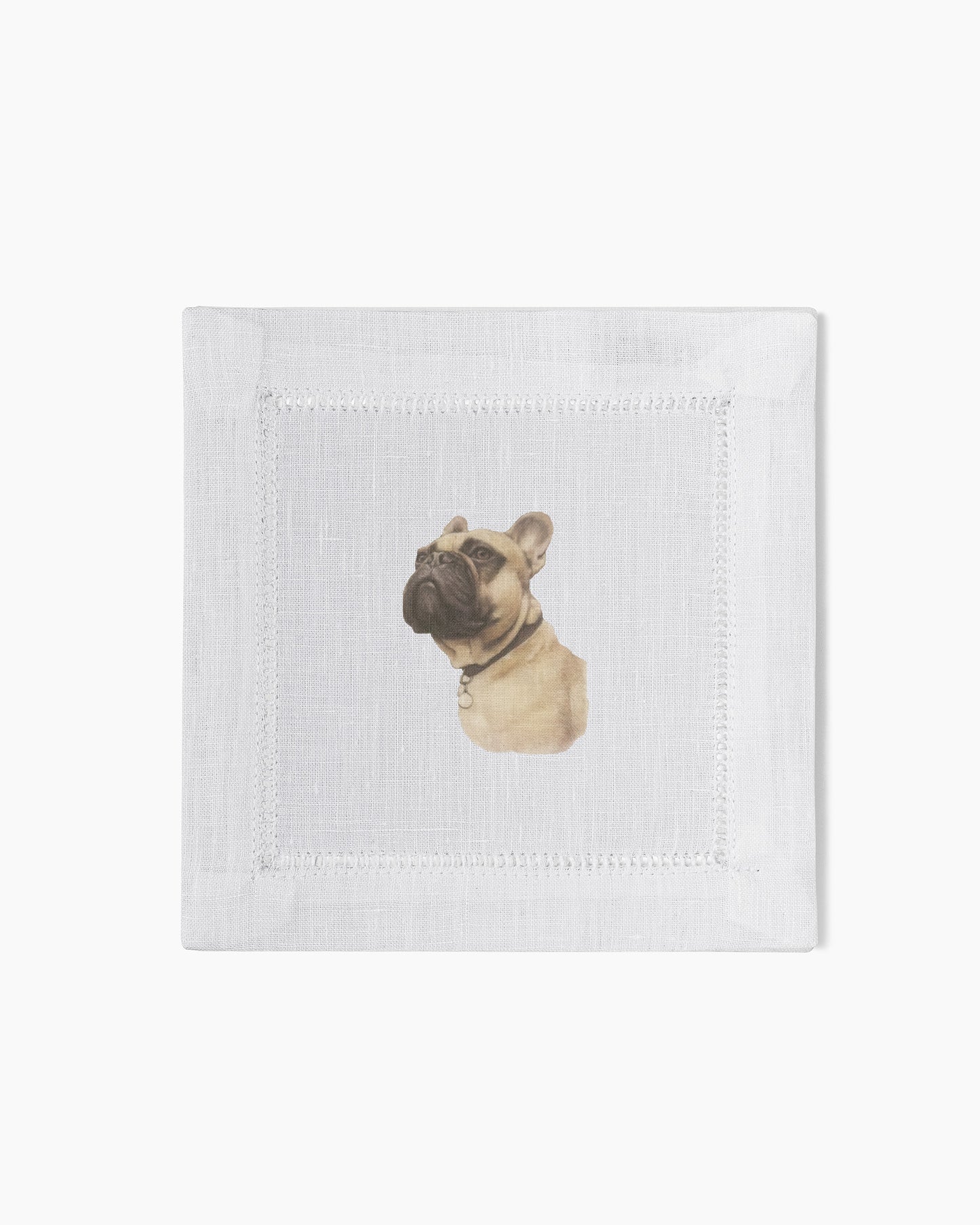 French Bulldog Linen Cocktail Napkins