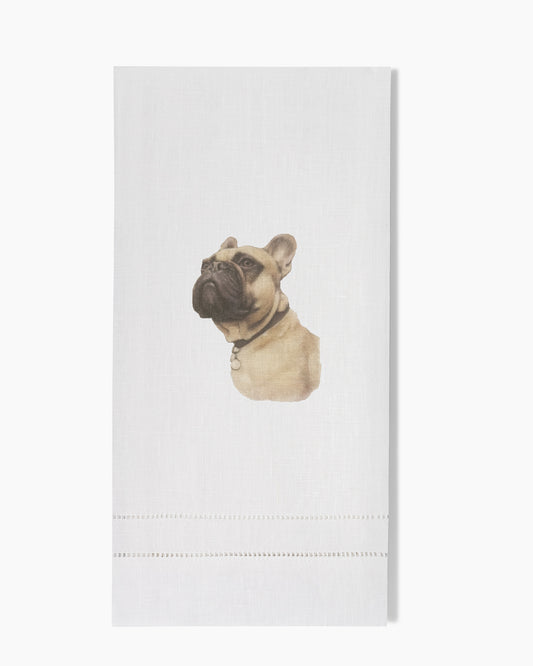 French Bulldog Linen Hand Towel