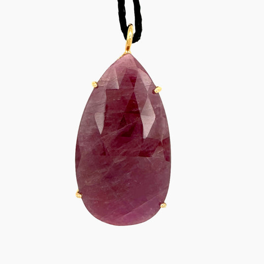 Image of Gemstone Pendant: #108 Ruby Cut Teardrop Gold