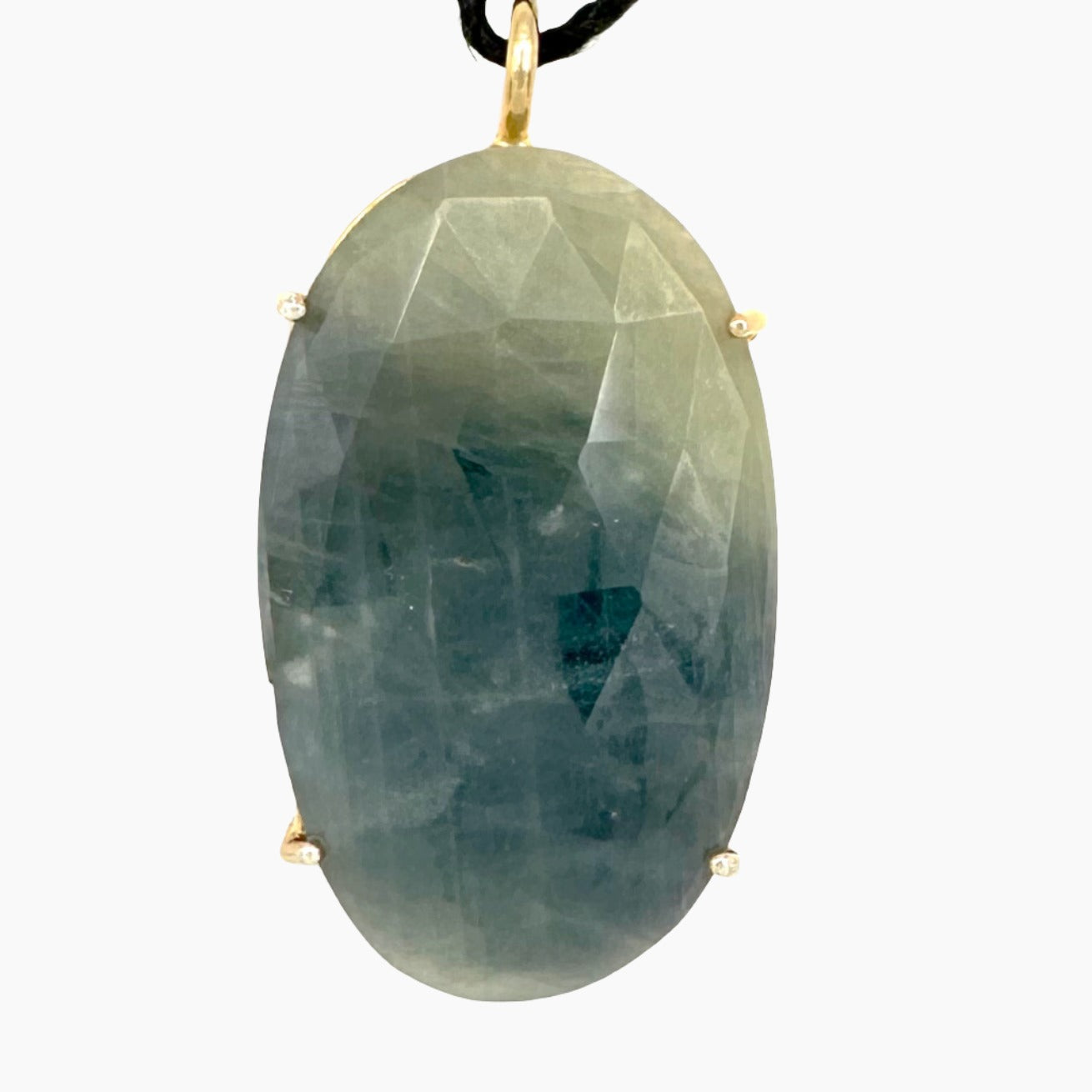 Image of Gemstone Pendant: #118 Sapphire Blue Green Gold