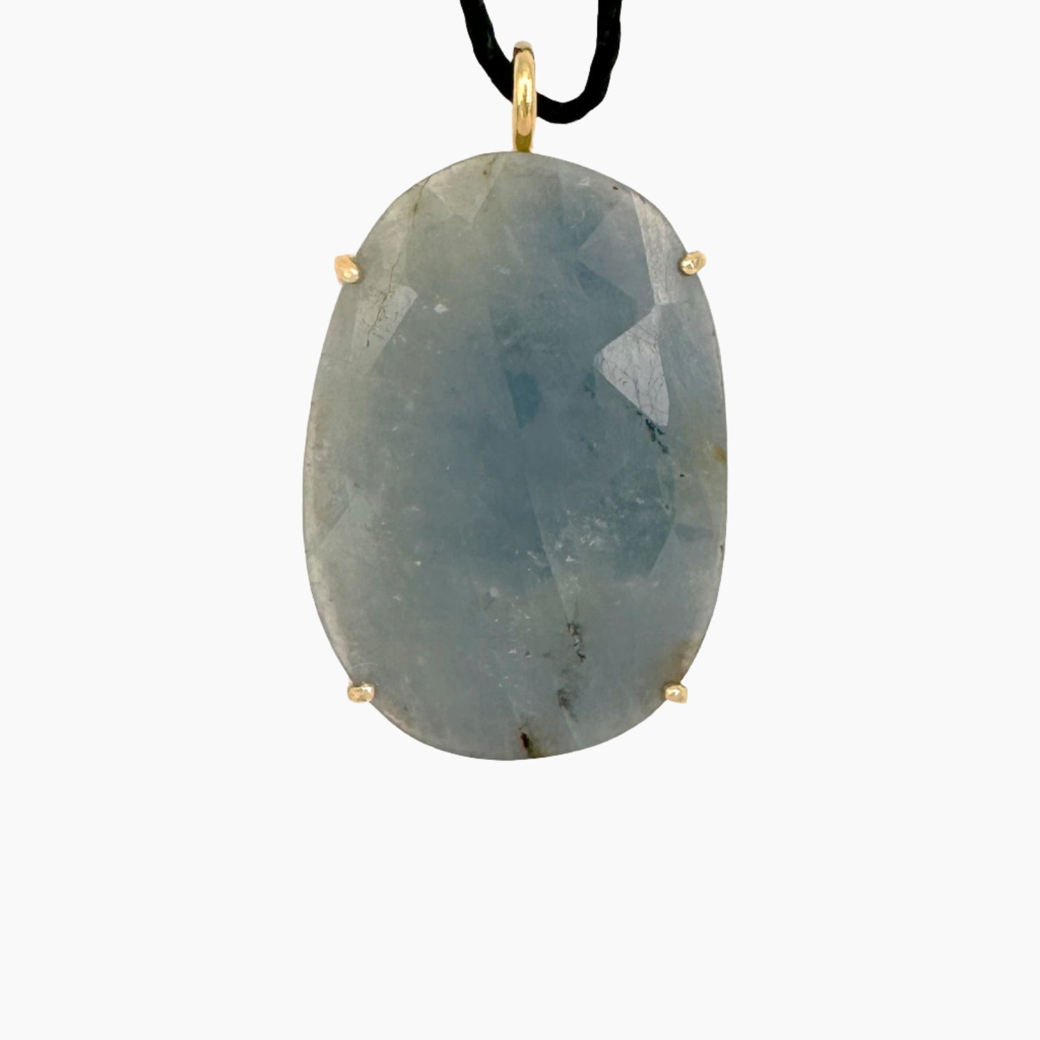 Image of Gemstone Pendant: #120 Sapphire Lt Green Blue Gold